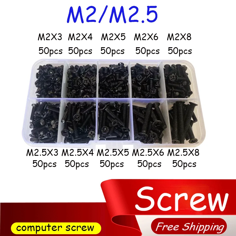 500Pcs M2 M2 5 M3 Screw Laptop Notebook Computer Screw Assortment Kit 