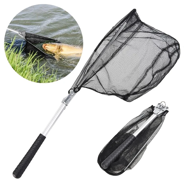 Portable Aluminum Alloy Combines Retractable Triangle Folding Hand Net for  Kayak Catfish Bass Steelhead Salmon Trout Fishing Net - AliExpress