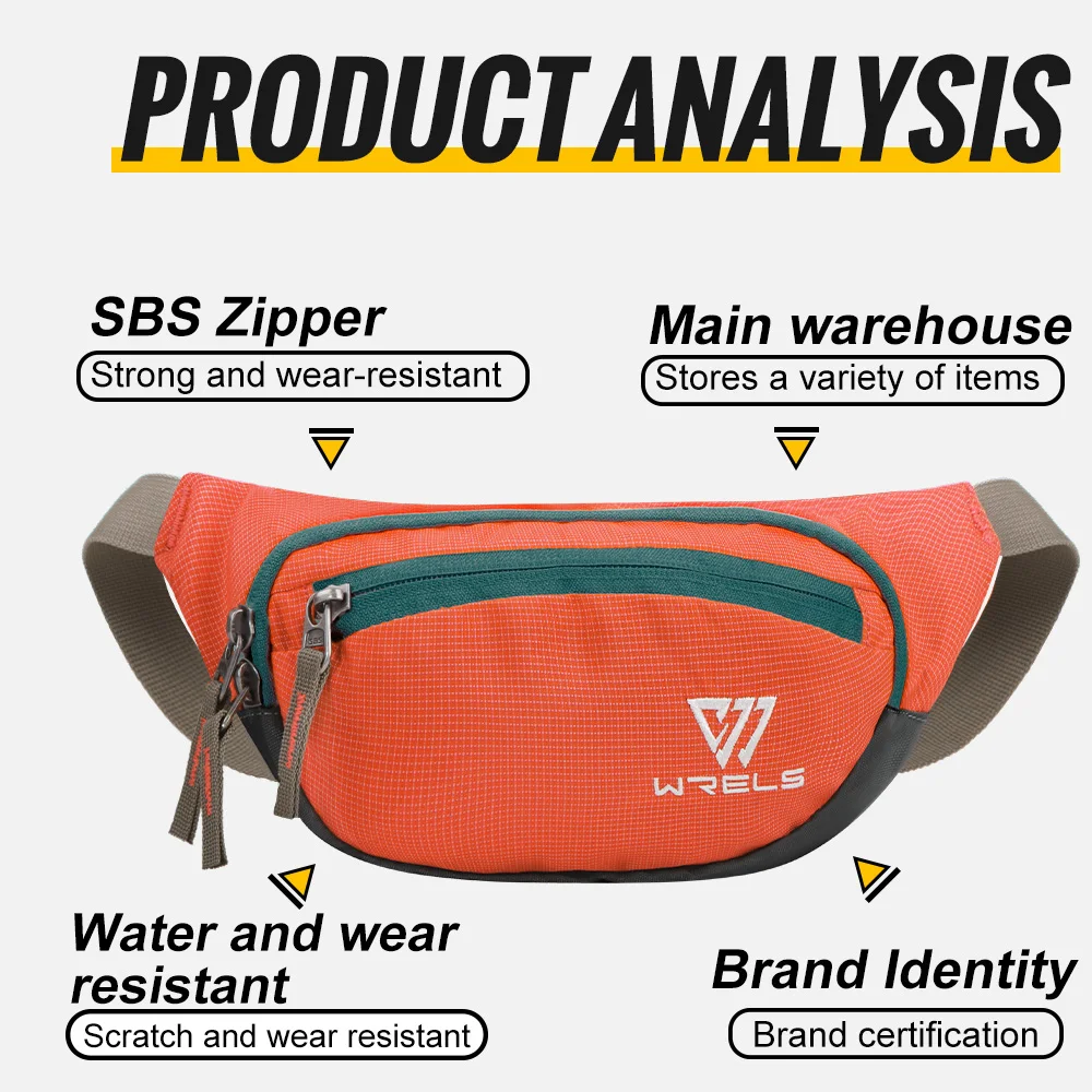 WRELS Running Waist Bag Waterproof Sports Waistpack Ultra Light Bounce Free Bumbag Breathable Fanny Pack Cycling Jogging Beltbag