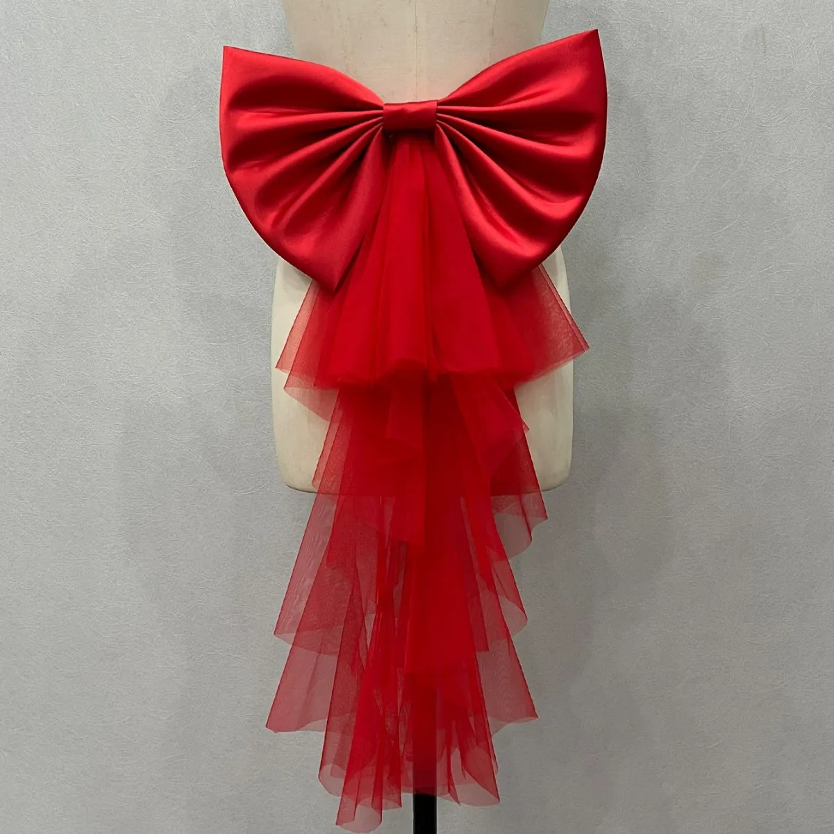 Elegant Detachable Satin Tulle Bow Wedding Dress Decorations Women's Dress Bridal Belt Big Satin Bow knots Accessories bridal waistband bridal dress decoration