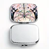 Square Medicine Box with Dreamy Dragonfly Design: 2-compartment Pill Organizer, Stylish Metal Container for Personal Medication 3