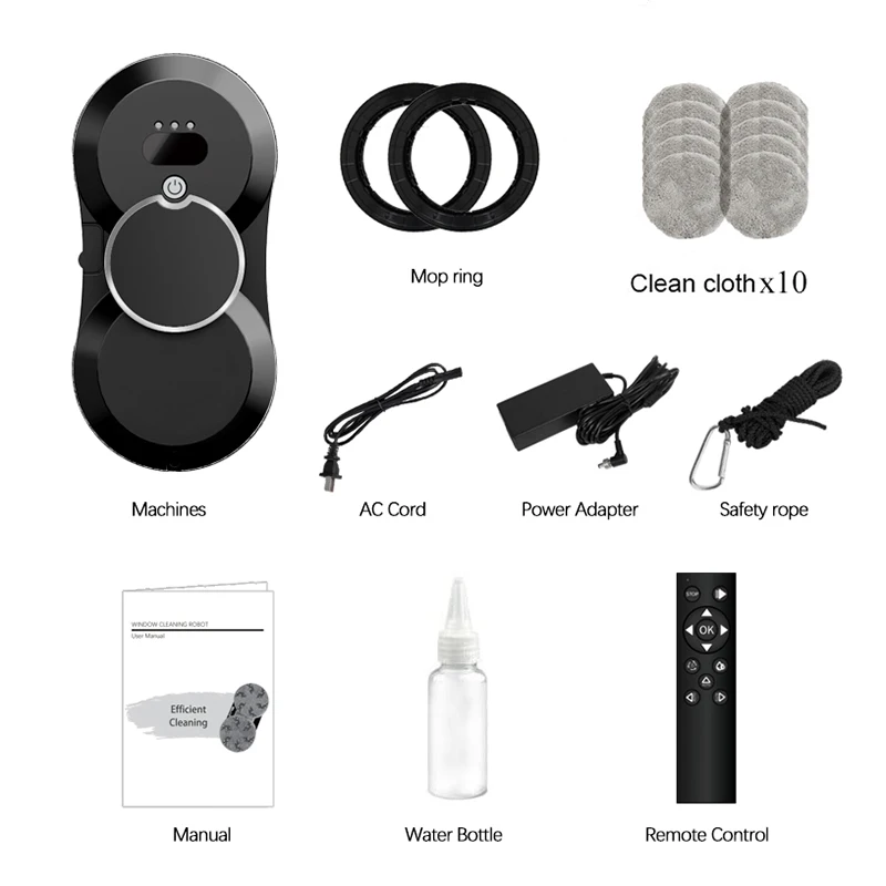 W17S Window Cleaning Robot,Single Water Spray,Smart Memory,High Suction Anti-Falling Electric Glass Limpiacristales Wall Robot 6