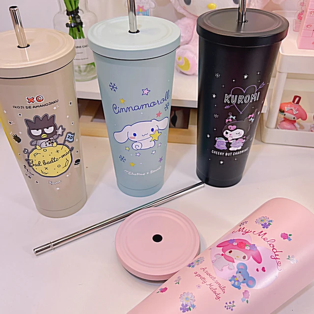 Japanese Cartoon Tumbler with Straw Warm Cool Lovely Cup Hello