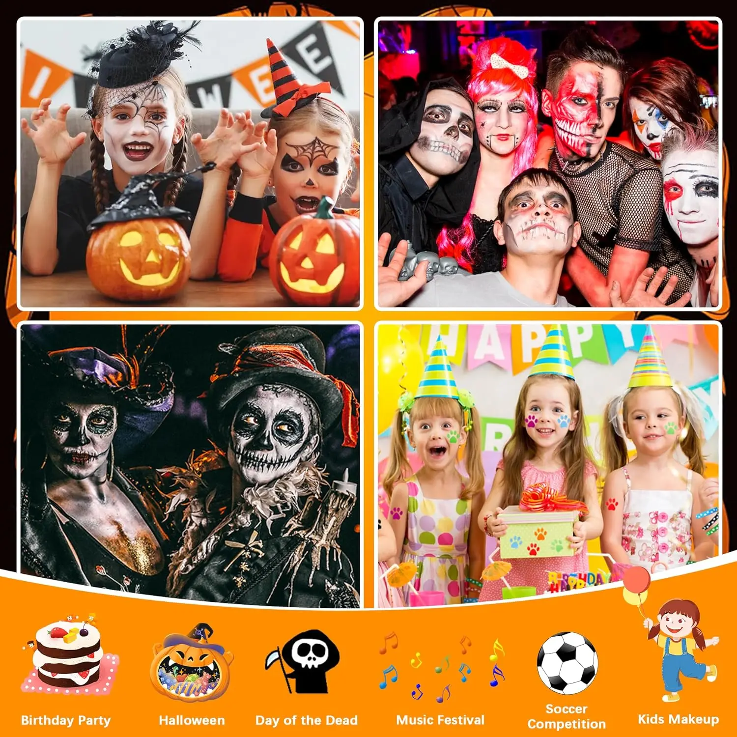 Face Body Paint Painting Palette Cosmetic Paint Palette Face Paint Pigment for Halloween Makeup Christmas Fancy Dress Set 6
