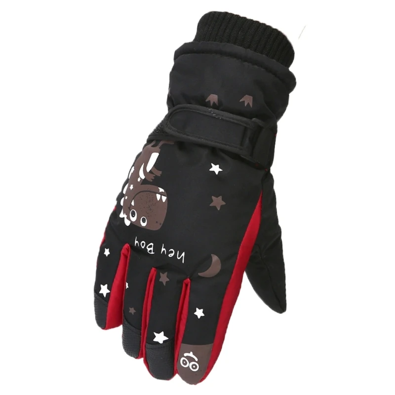 Winter Waterproof Children's Ski Gloves Thicken Fleece Lining Warm Baby Mittens for 6-16 Years Old Kids Outdoor Sports Gloves