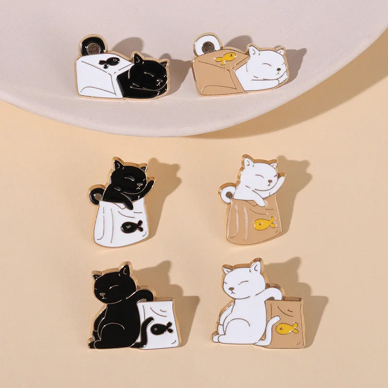 Broches Esmaltados De Gato Negro Pack De Diseños Accesorio