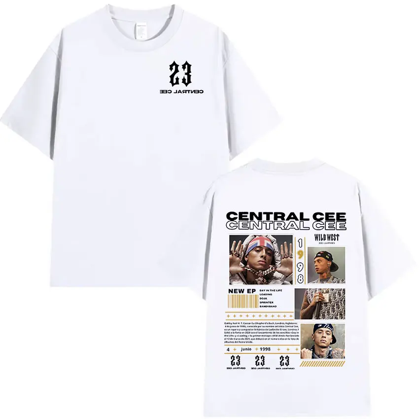 Rapper CENTRAL CEE WILD WEST Tour 2025 Graphic T Shirts Men's