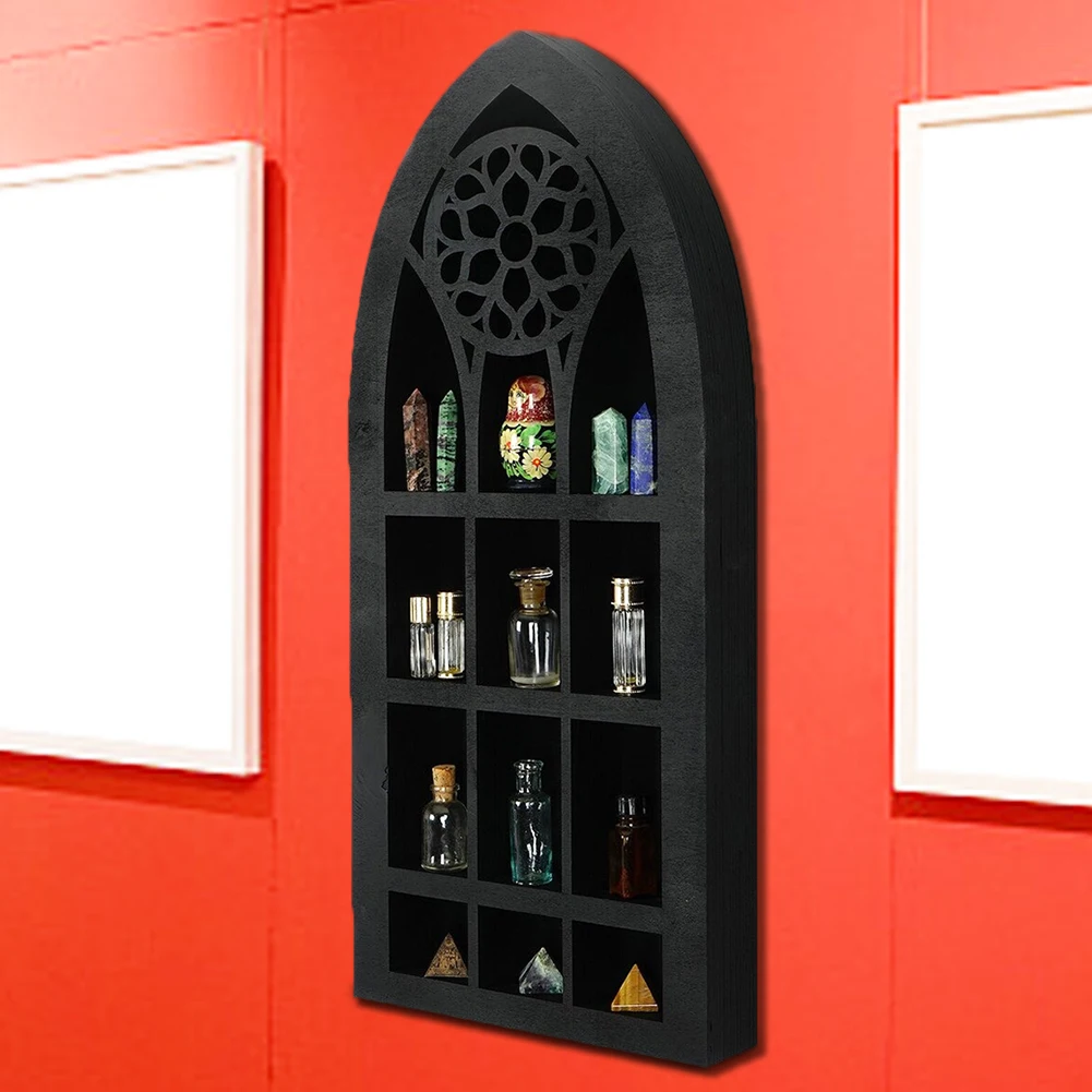 

Стеллаж настенный с кристаллами и шляпой ведьмы