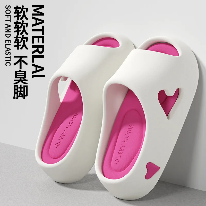 2024 Fashion Women's Home Slippers Sandals Beach Slides Solid Color Non-slip Thick Shower Shoes for Summer Slippers