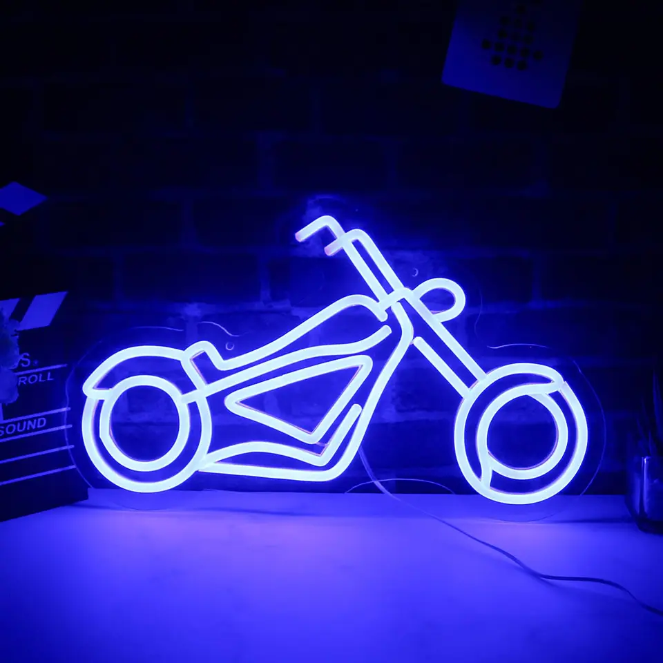 LEDオートバイネオンライトサイン,ウォールデコレーション,調光