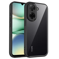 Premium Shockproof Transparent Acrylic Case with Frosted Frame for Redmi A5 4G (171mm) (Black)