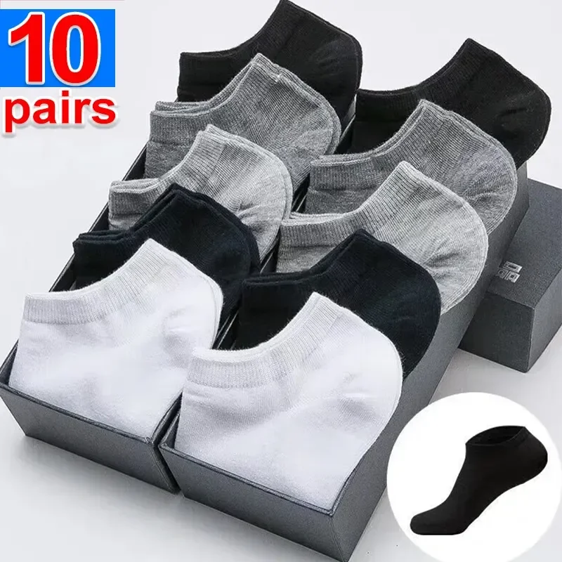 

Color Summer Low 10pairs Black Men Socks Solid Socks Socks Cut Breathable Cotton White Grey Women Men Sports Ankle Short Male
