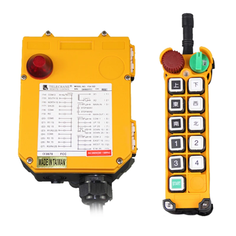 

Hot Sale AC380V Telecrane Wireless Crane Remote Control F24-10S 10 Single Speed Button Universal Industrial Radio Remote Control