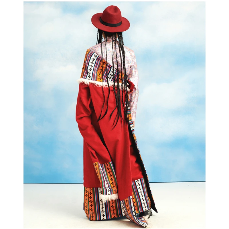 

Tibetan Robe for Women Red Spring Autumn Chinese Traditional Style Maguba Gown Kamba Costume Tibet Dress Tibetan Clothing