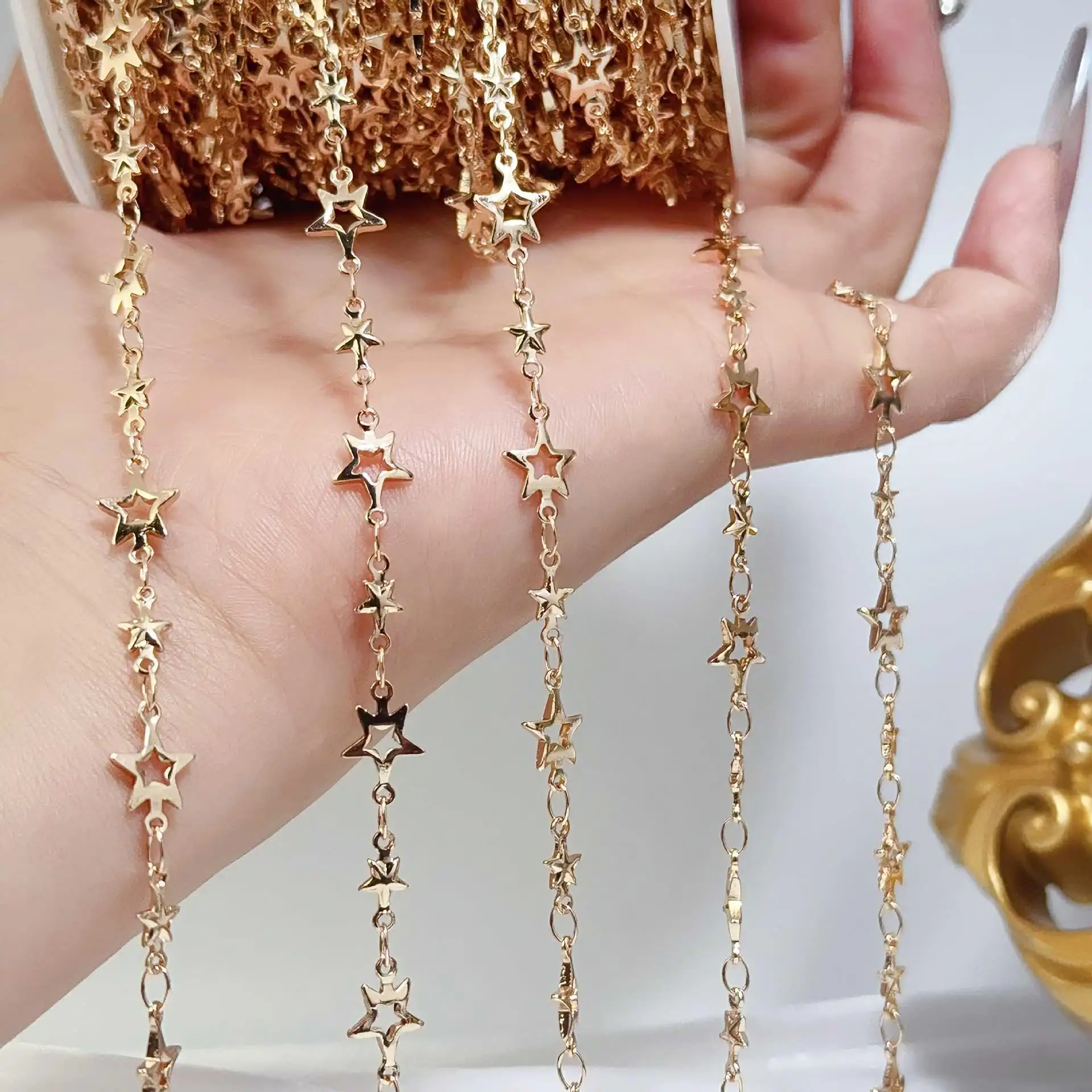 Hollow Star-Shaped Iron Chain for DIY Jewelry Making - Various Lengths