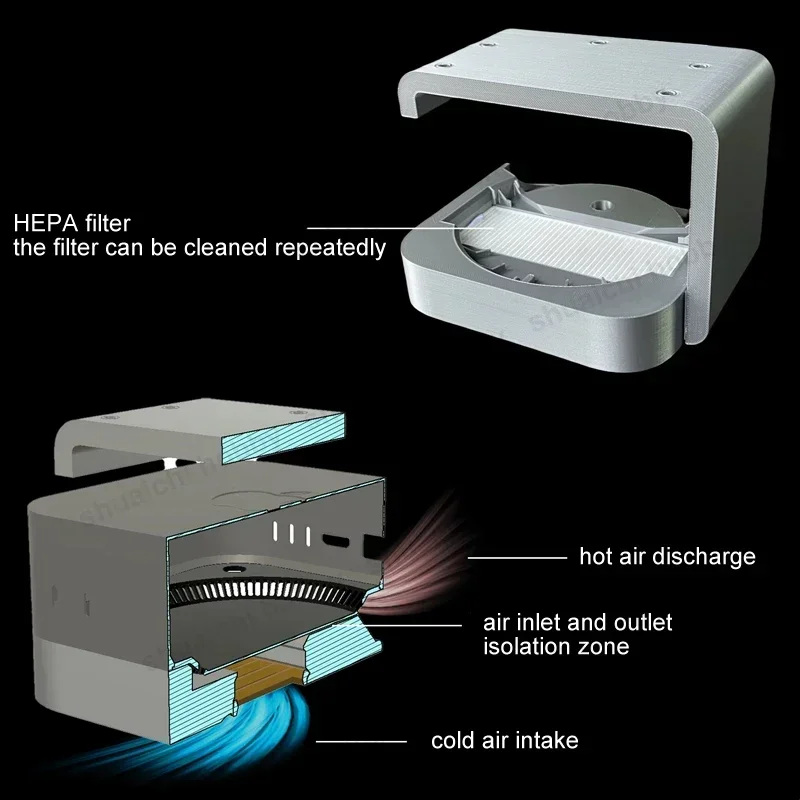 1Set Hanging Bracket for Mac Mini M4 Dustproof Anti Pet Hair PLA Host Hanger with HEPA Filter Screws Silvery PC Base Holder