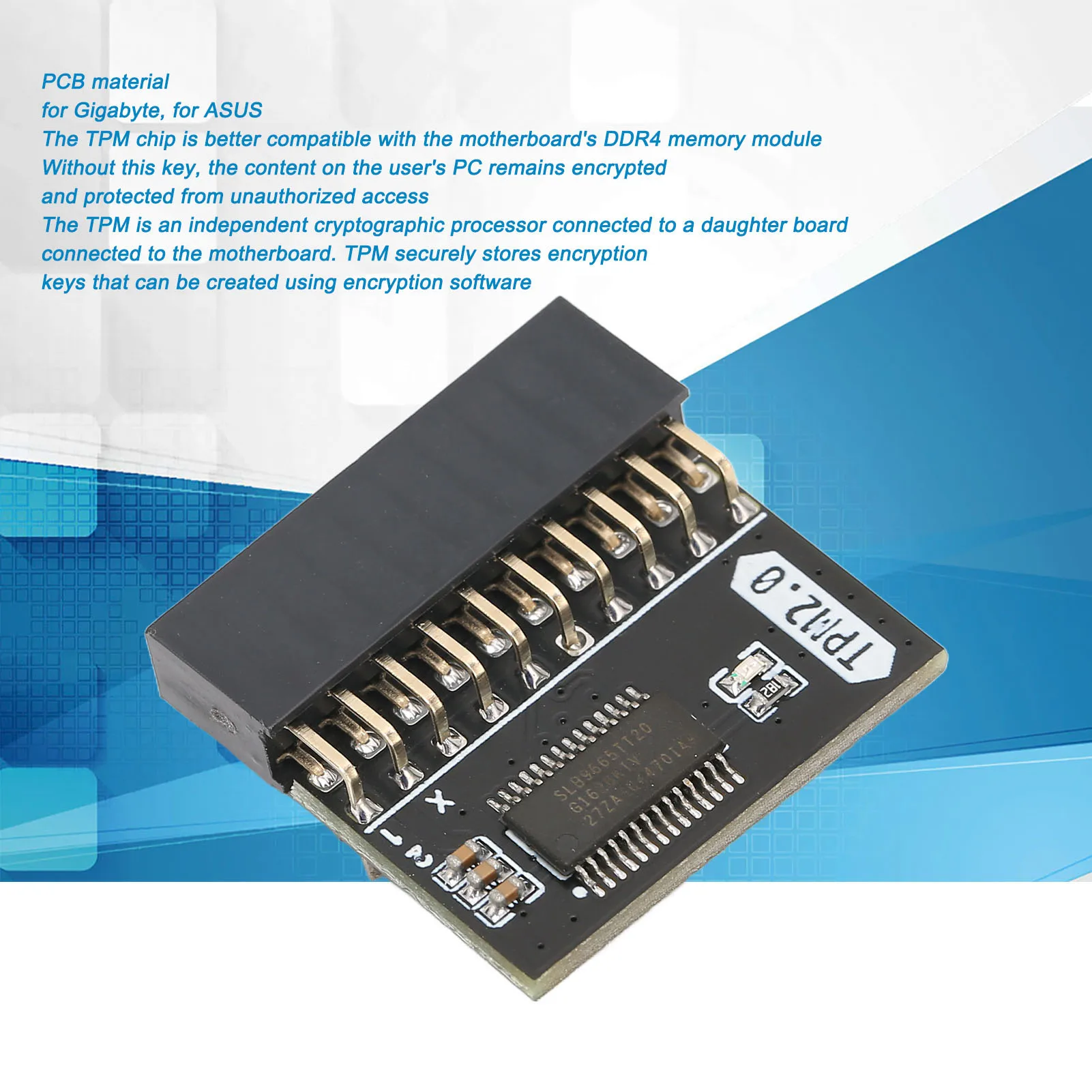 TPM 2.0 Encryption Security Module 20Pin TPM2.0 Module PCB Material Safe Stable Standalone Crypto Processor For Computer