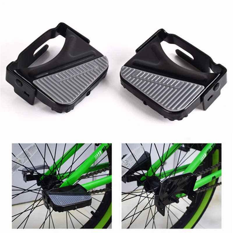 

1Pair Bike Rear Pedals Manganese Steel Mini Bicycle Footrests Folding Bike Pegs Non-Slip Electric Bike Rear Seat Footrest Pedals