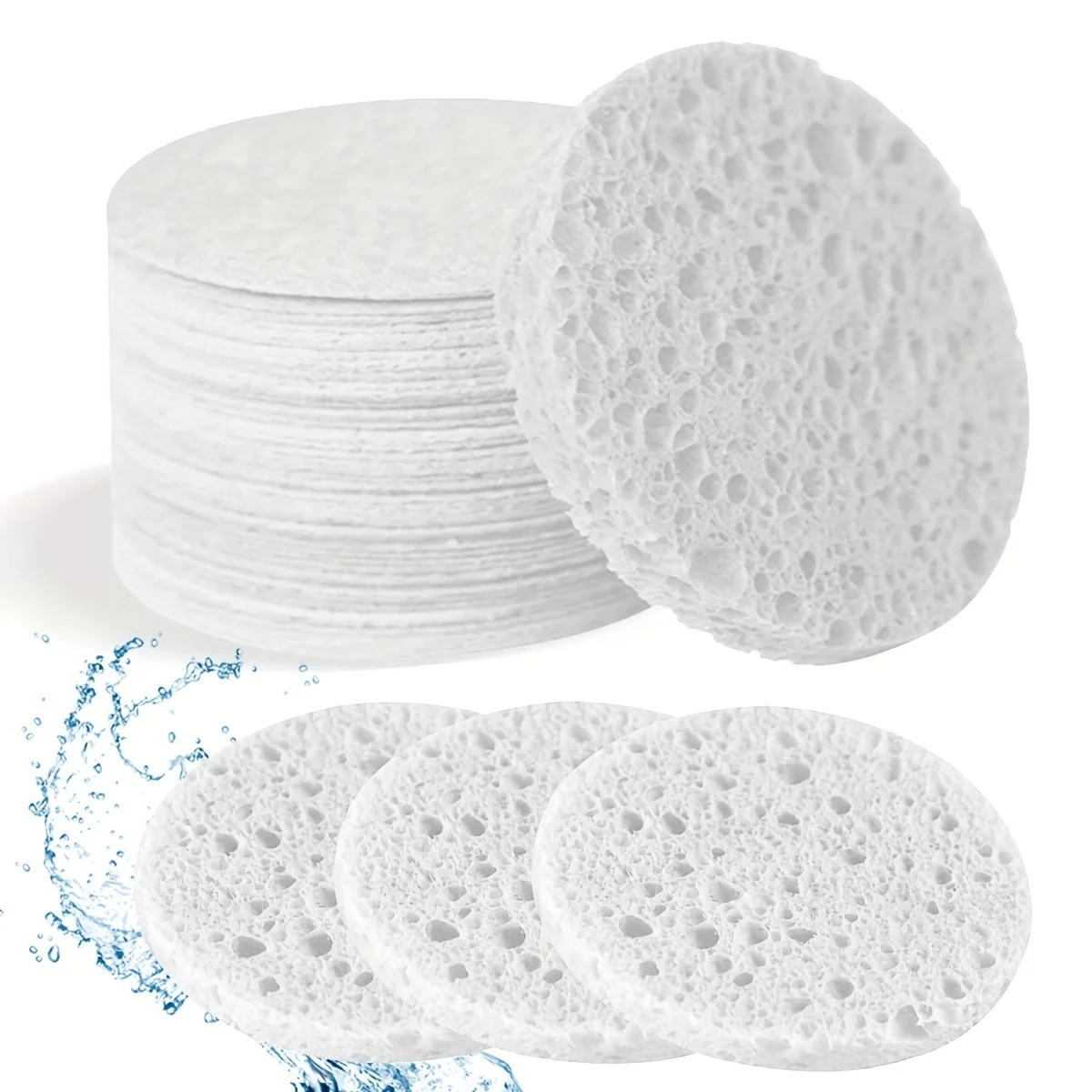 Natural Face Cleansing & Exfoliating Sponges, Hypoallergenic Spa & Daily Skincare Essentials, 30-Pack