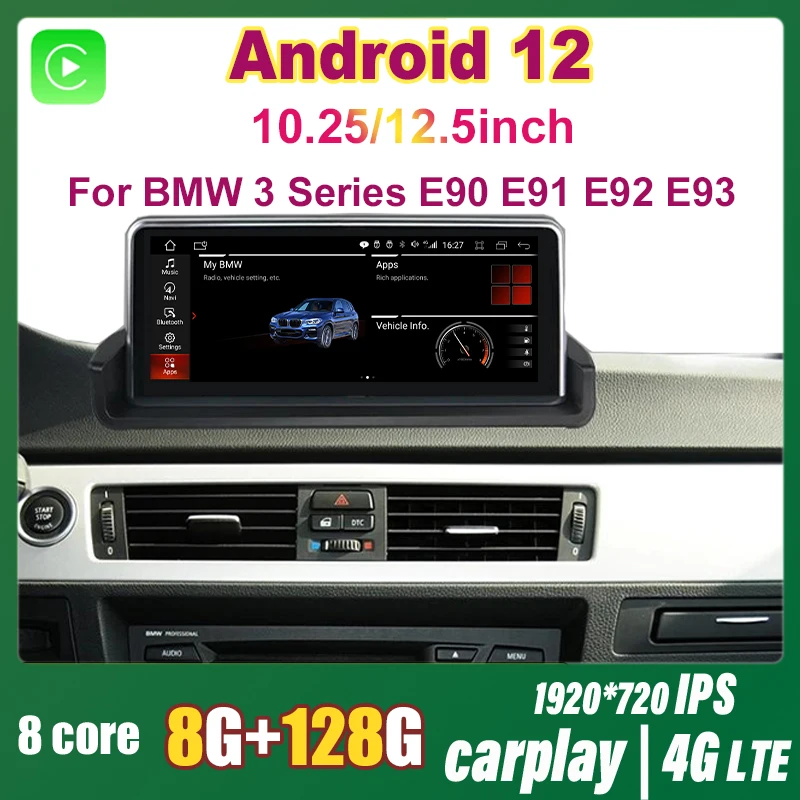 

10.25"/12.5" Android 12 8Core 8G+128G Car Multimedia Player GPS Radio For BMW 3 Series E90 E91 E92 E93 2005-2012 Stereo Video