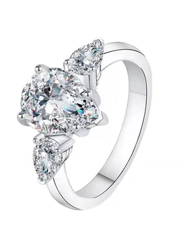 Mencheese Light Luxury Jewelry Moissanite Angel Drop Diamond Ring Women’s Luxury 3 carat pear-shaped Pigeon Egg Ring