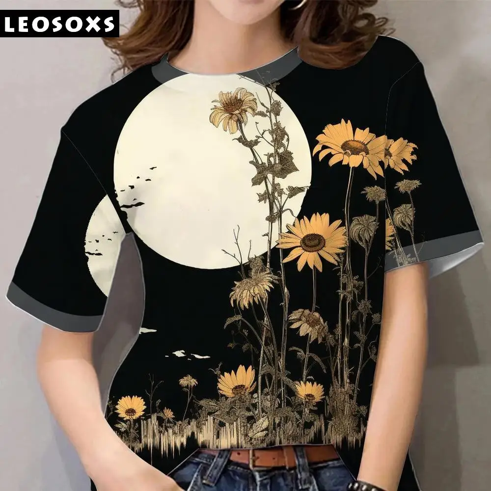 

Женский Свободный Топ, Всесезонная модная футболка с 3D принтом и короткими рукавами, футболка с геометрическим рисунком для женщин среднего возраста, стандартный и простой стиль, 2024