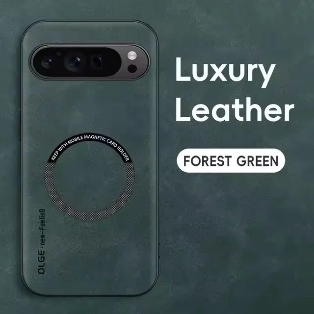 Magnetic Leather Shockproof Phone Case with MagSafe Functionality