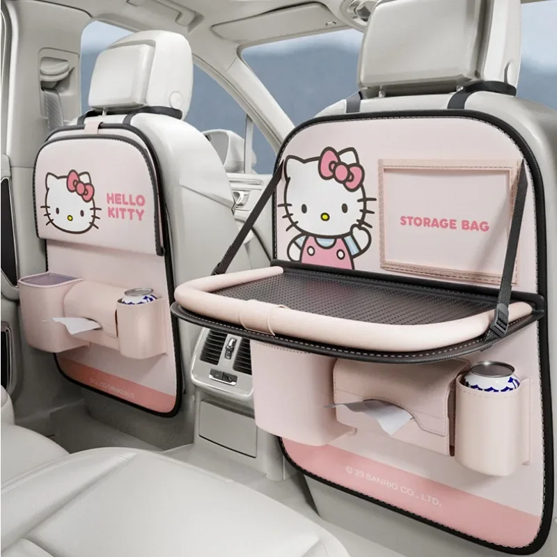 Kawaii Sanrio Hello Kitty Car Back Seat Organizer Cute Cartoon Car Seat Protector with Folding Table Rest Car Seat BackOrganizer table protector matte ø 100 cm 2 mm pvc