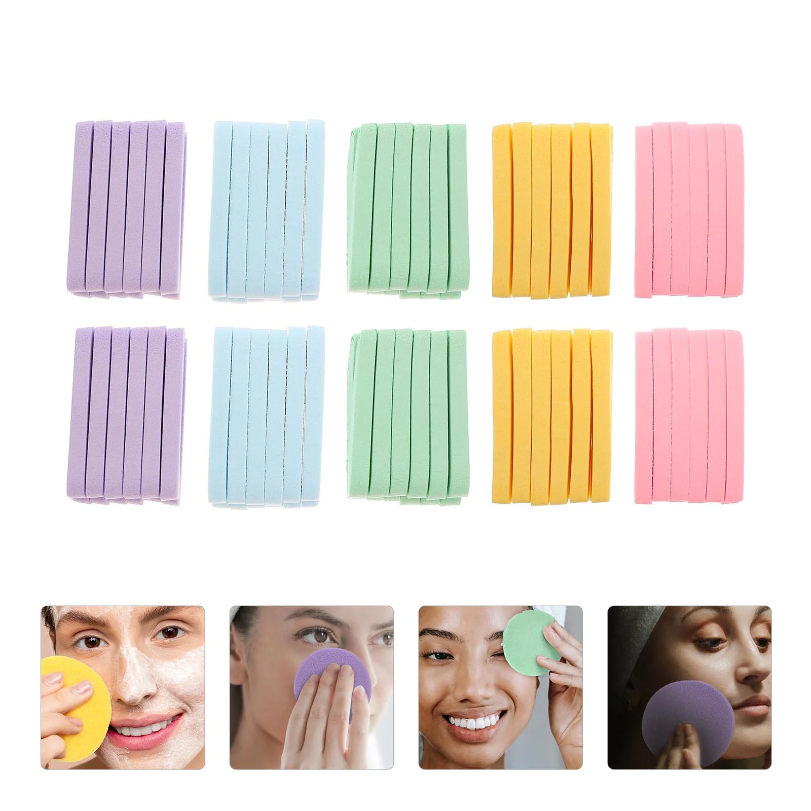 

120pcds Facial Sponge Face Cleaning Pads Makeup Remover Washing Face Sponge Exfoliating Cleansing Spa Pads Clean Puff