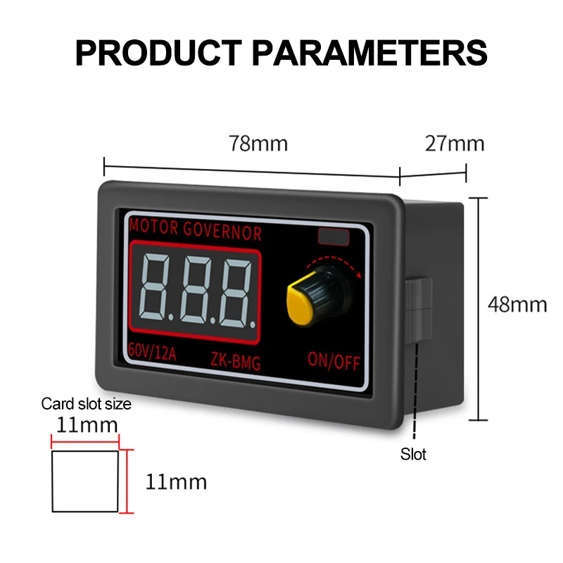 DC5-30V/9-60V 5A/12A PWM DC Motor Governor Adjustable Speed Encoder Digital Motor Speed Control Duty Cycle Max Frequency 15A 20A