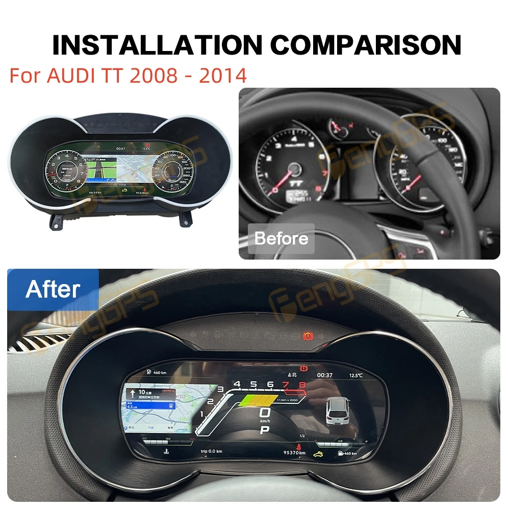 For AUDI TT 2008 - 2014 Car LCD Dashboard Player Digital Cluster Virtual Cockpit Instrument Multifunctional Speedometer
