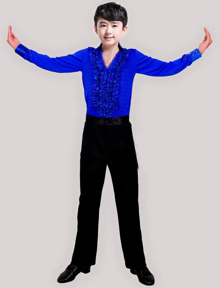 

Boy Latin Dance Salsa Dance Costume Male Children's Ballroom Performing Party Dance Costume Tops + Pants Latin American