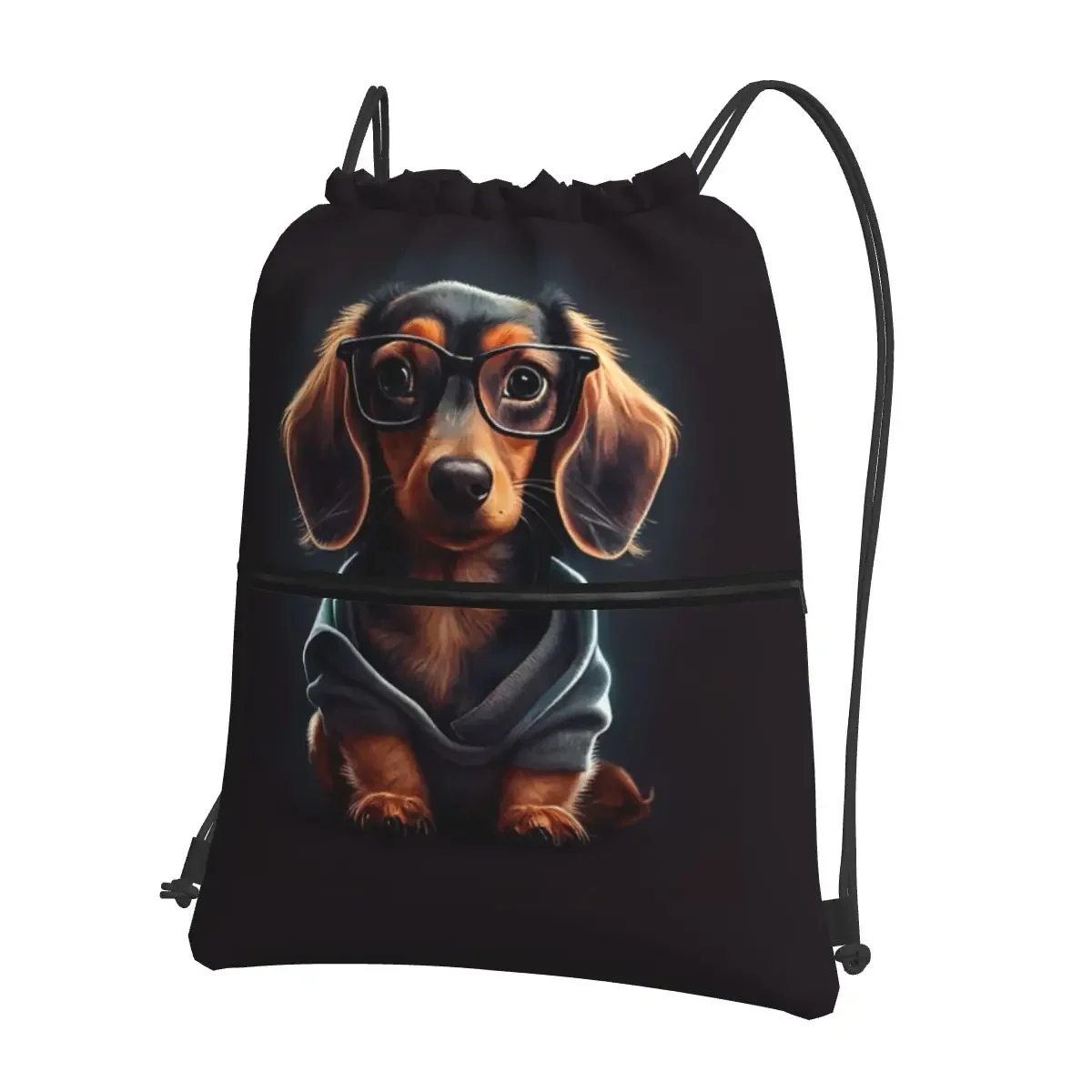 

Watercolor Funny Dog Lover Portable Backpacks Drawstring Bag Casual Drawstring Bundle Pocket Book Bags For School Students