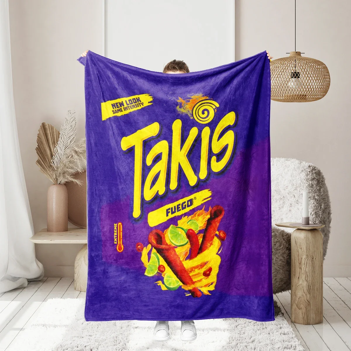 1pc American Takis, Monster truck digital printing warm skin-friendly thickened flannel blanket for office, home, travel 2