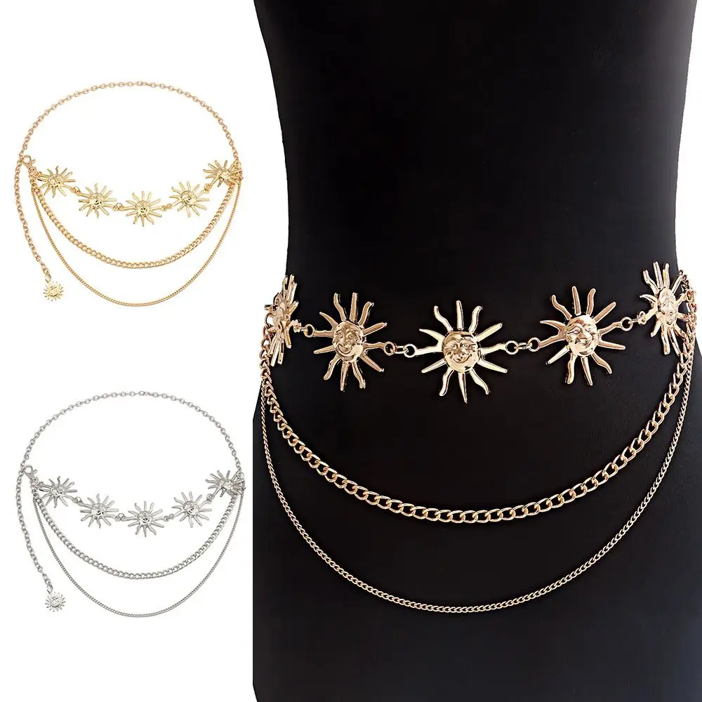 

Punk Hip Hop Layered All-match Waist Chain Sun Vintage Metal Womans Belt For Dress Vintage High Waist Chain Belt for Women