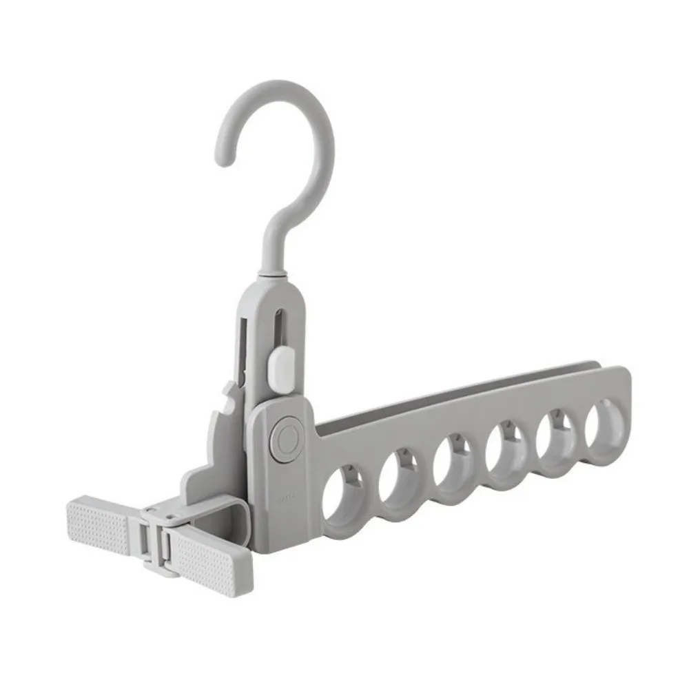 6 Hole Clothes Hanger Foldable Space Saving Clothing Organizer Plastic Lightweight Jacket Drying Rack for Outdoor Travel