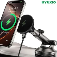 UYUXIO Magnetic Wireless Car Mount Phone Holder Fast Charging Wireless Car Charger Dash Windshield for iPhone 16 15 Pro Max 14