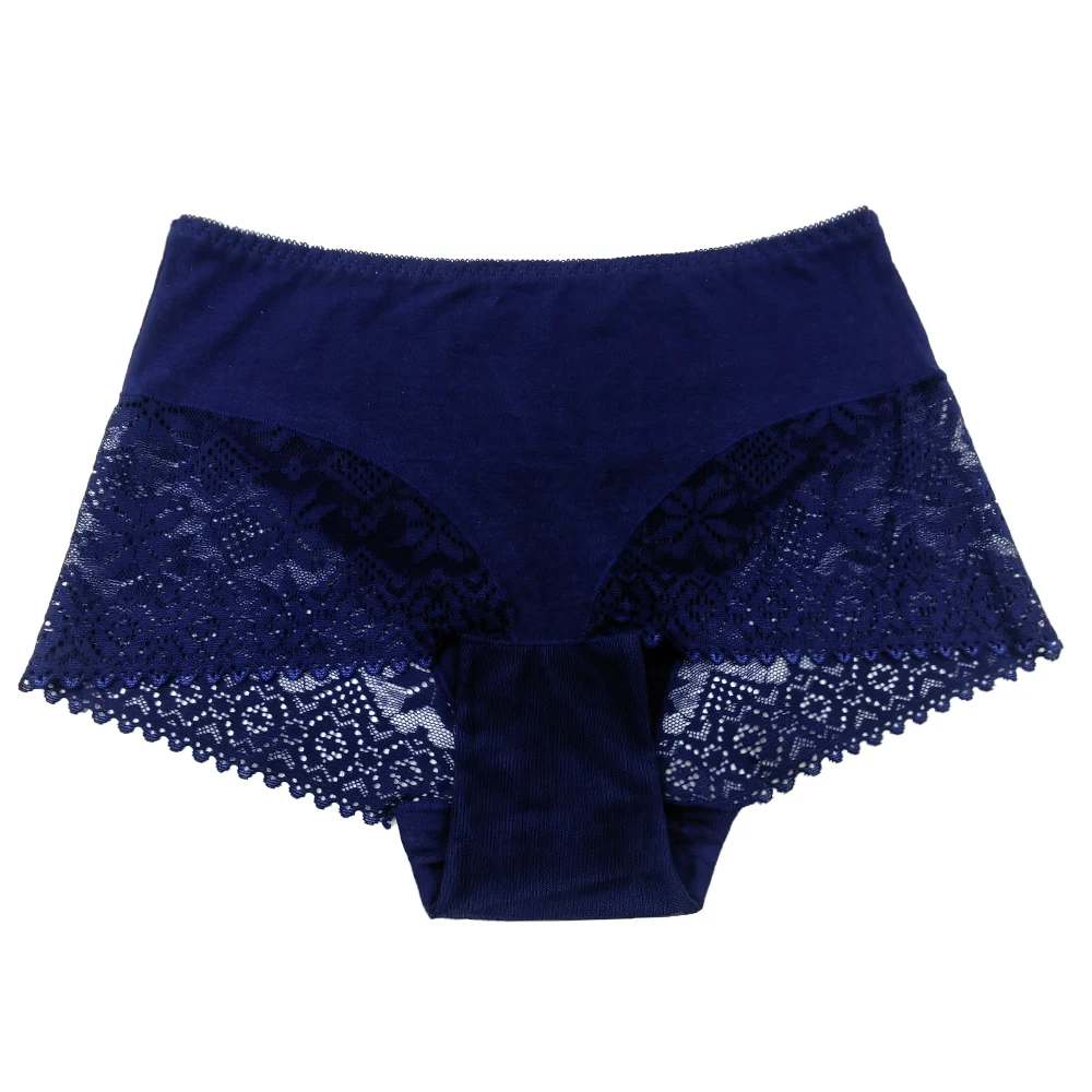 5pcs Big Size Sexy Lace Boyshort Transparent Breathable High-Rise Panties Elasticity Women Floral Underwear Briefs
