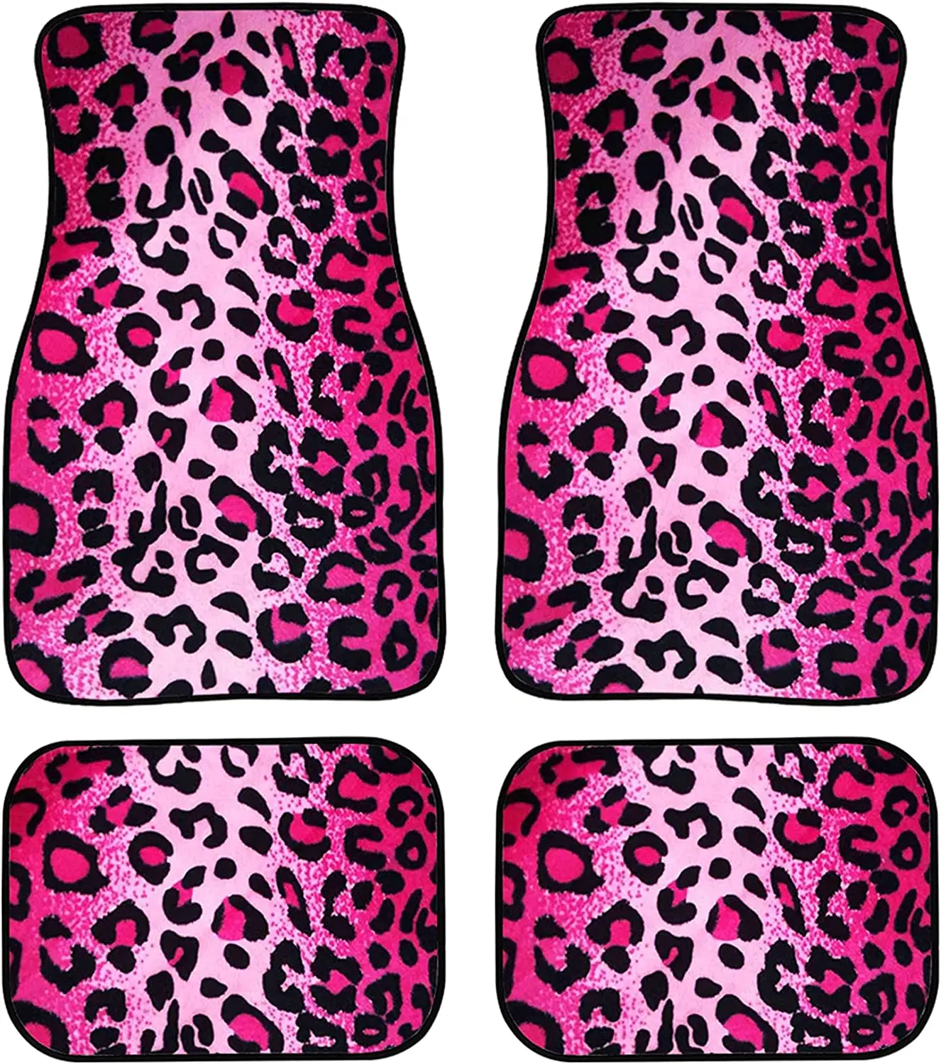 

Belidome Pink Leopard Print Car Front Back Floor Mats Soft Durable Universal Non Slip Auto Decor, 4 Pack