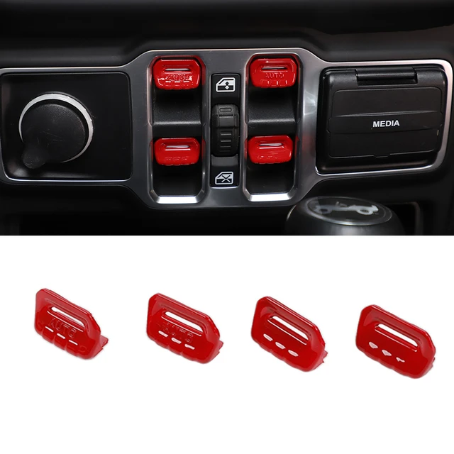 For Jeep Wrangler JL 18-21 Red Carbon Engine Start/Stop Button Switch Cover  Trim