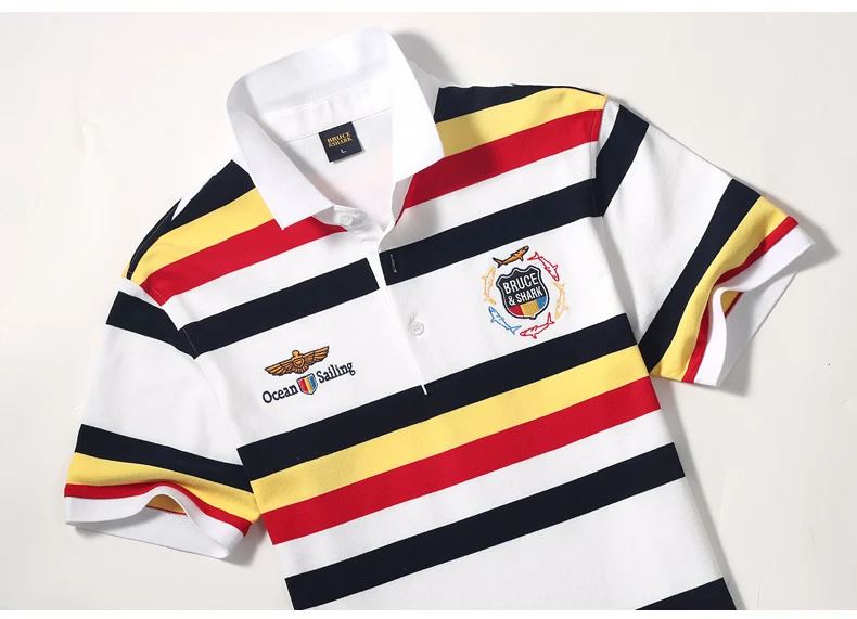 New Summer Cotton Striped Loose Stretching Polo Shirt for Men Bruce&Shark Fashion Casual Men's Polo Big Size 4XL Men POLOS 23 S99b7ad524d13424882b95d4a16a708f7i