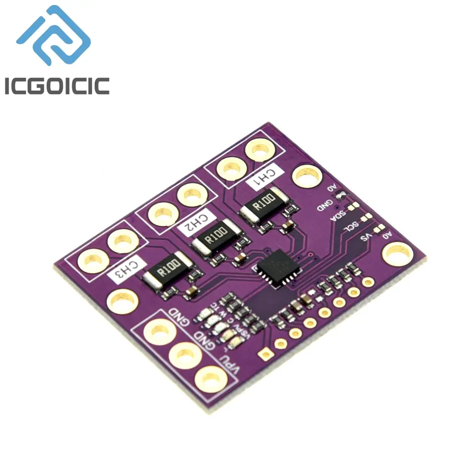 I2C SMBUS INA3221 Triple-Channel Shunt Current Power Supply Voltage Monitor Sensor Board Module Replace INA219 With Pins image 5