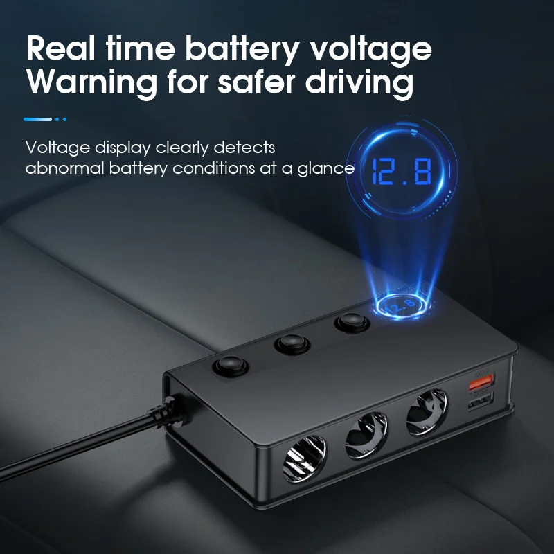 180W Cigarette Lighter Splitter Quick Charge 3.0 Car Charger Adapter 12V/24V 4 Port USB Charging Socket For Phone IPad 3