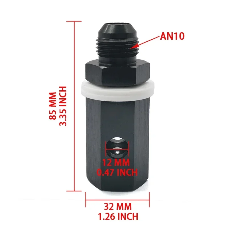 6AN 8AN 10AN Male Fuel Cell Tank Rollover Vent Valve Aluminum Black valve exhaust system