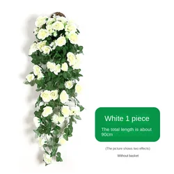 Elegant Faux Rose Vine for Indoor & Outdoor Decor - Perfect for Walls, Bedrooms, Weddings, and Gardens (White)