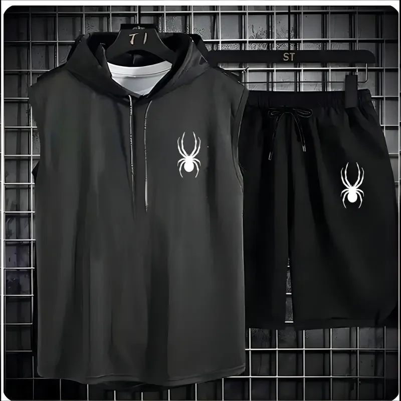 2025 New summer men's sleeveless set summer sports jersey set, men casual sports suit men's loose basketball suit summer tank to