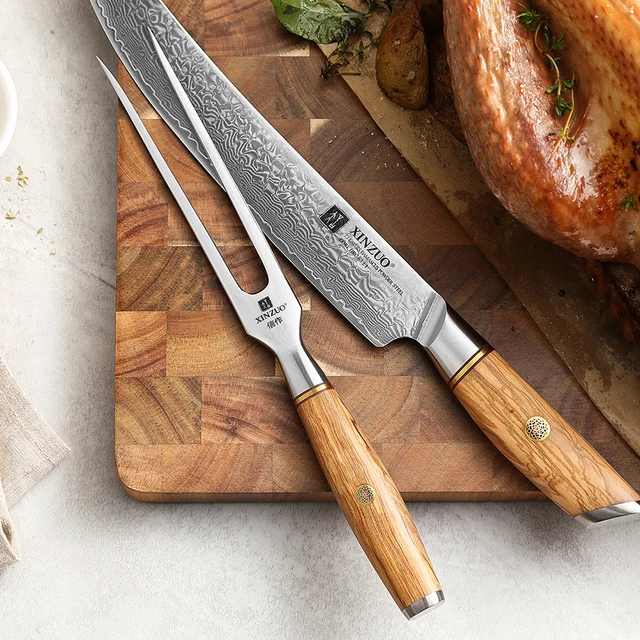 Xinzuo 430 Rozsdamentes Acél Olívafa Fogantyú Faragott Villa Hordozható Kültéri Barbecue Villák Húsvillák Sült Steak Bbq Szerszámok - Image 4