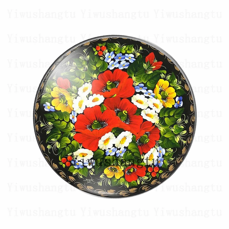 Elegant Red Rose Flower Glass Cabochon