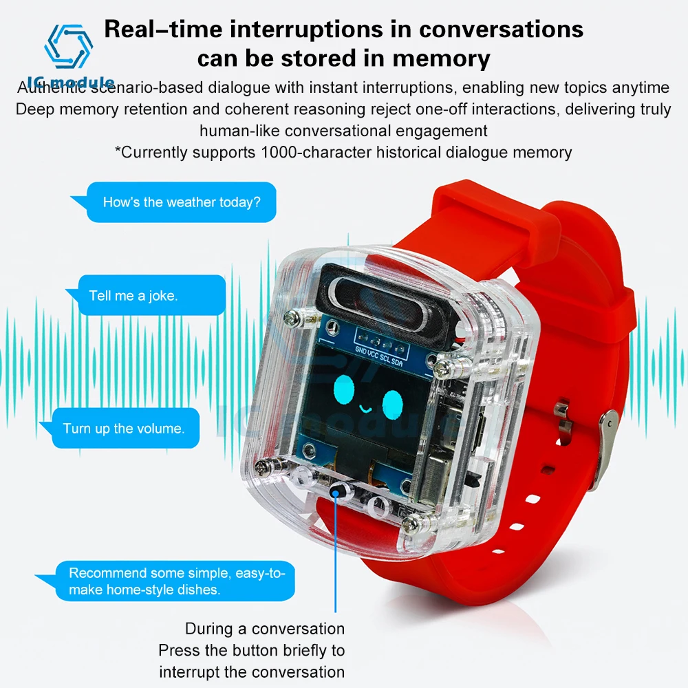 Kit di sviluppo smartwatch AI ESP32-S3 - Display OLED da 0,96" con assistente vocale Xiaozhi per il dialogo dell'intelligenza artificiale - immagine 4