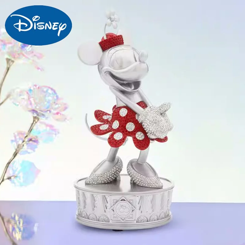 

32cm Genuine Disney Minnie Mouse Figure 100th Anniversary Adventure Series Action Figurine Resin Model With Water Drill Toys